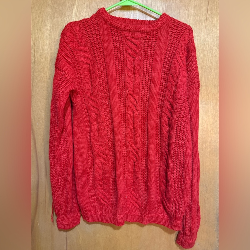 ❤️ Vintage Red Cable Knit Sweater – Classic Cozy Grandpa‎ Style